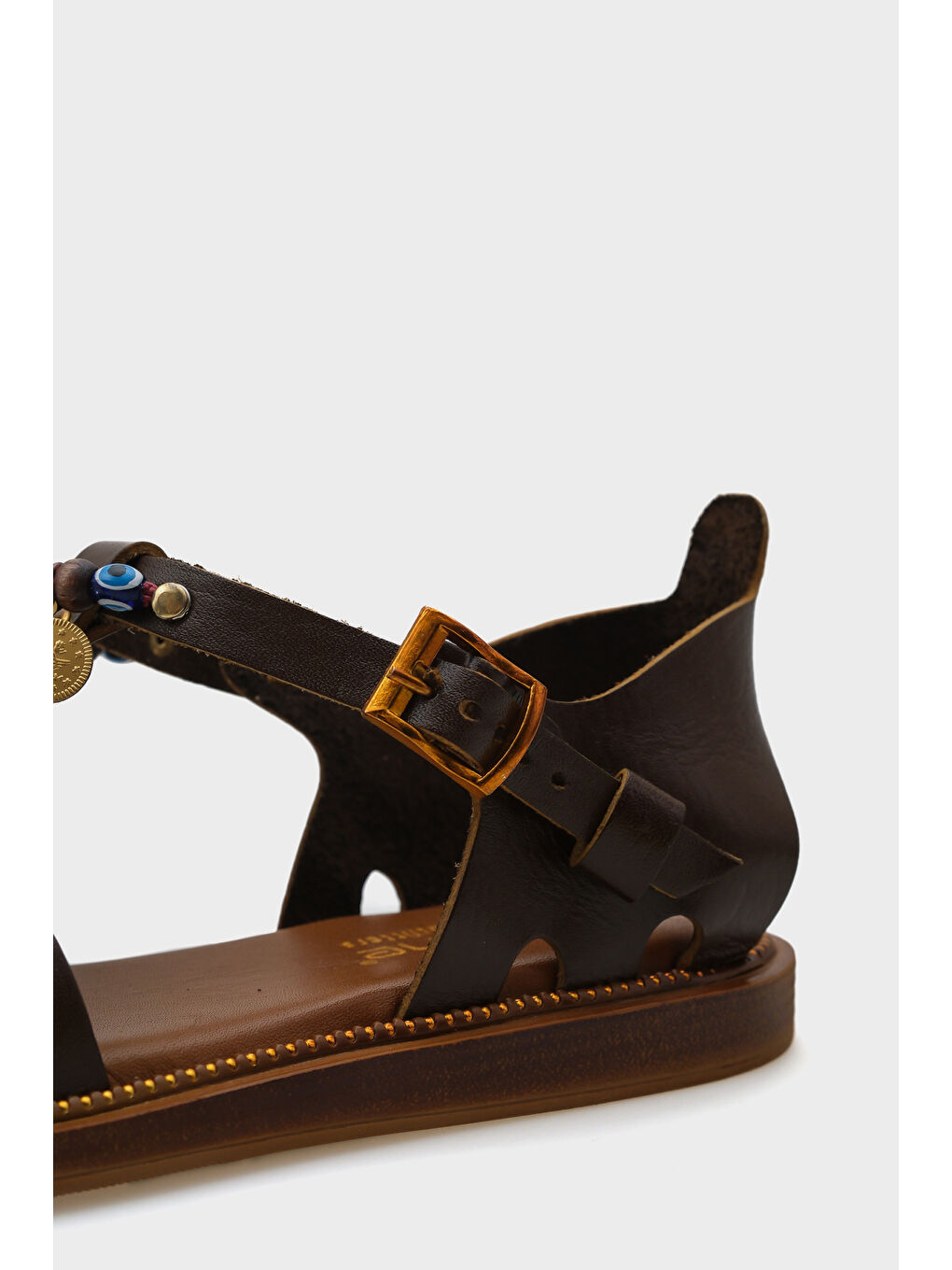 Kahverengi Elora Akseusarlı Deri Kadın Sandalet-5