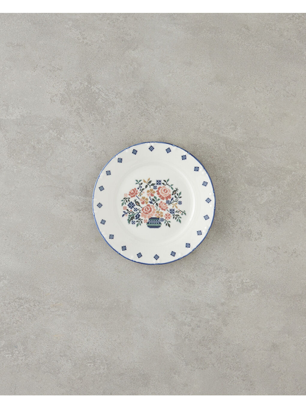 Beyaz Pixel Porselen Pasta Tabağı 4'lü Renkli-2