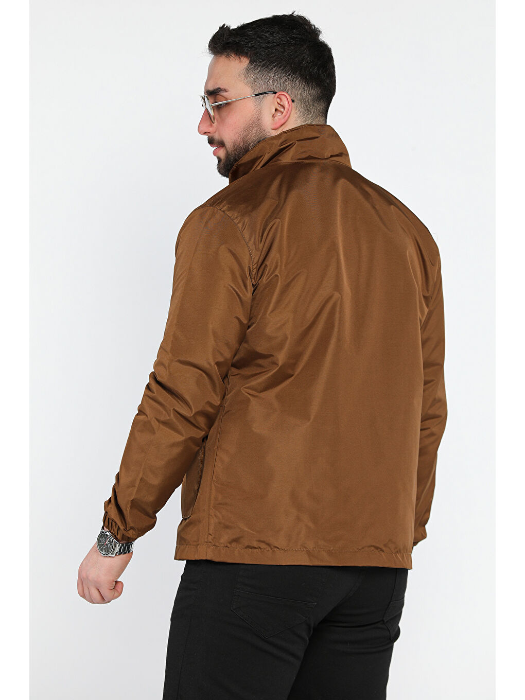 Kahverengi Erkek Fermuarlı Ve Çıtçıtlı Çift Cepli Mevsimlik Mont-2