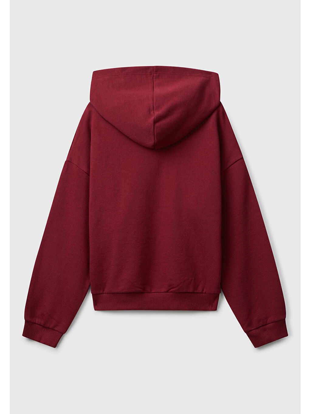 Kız Çocuk Bordo Önü Logo Baskılı Ribanalı Kapüşonlu Sweatshirt-1