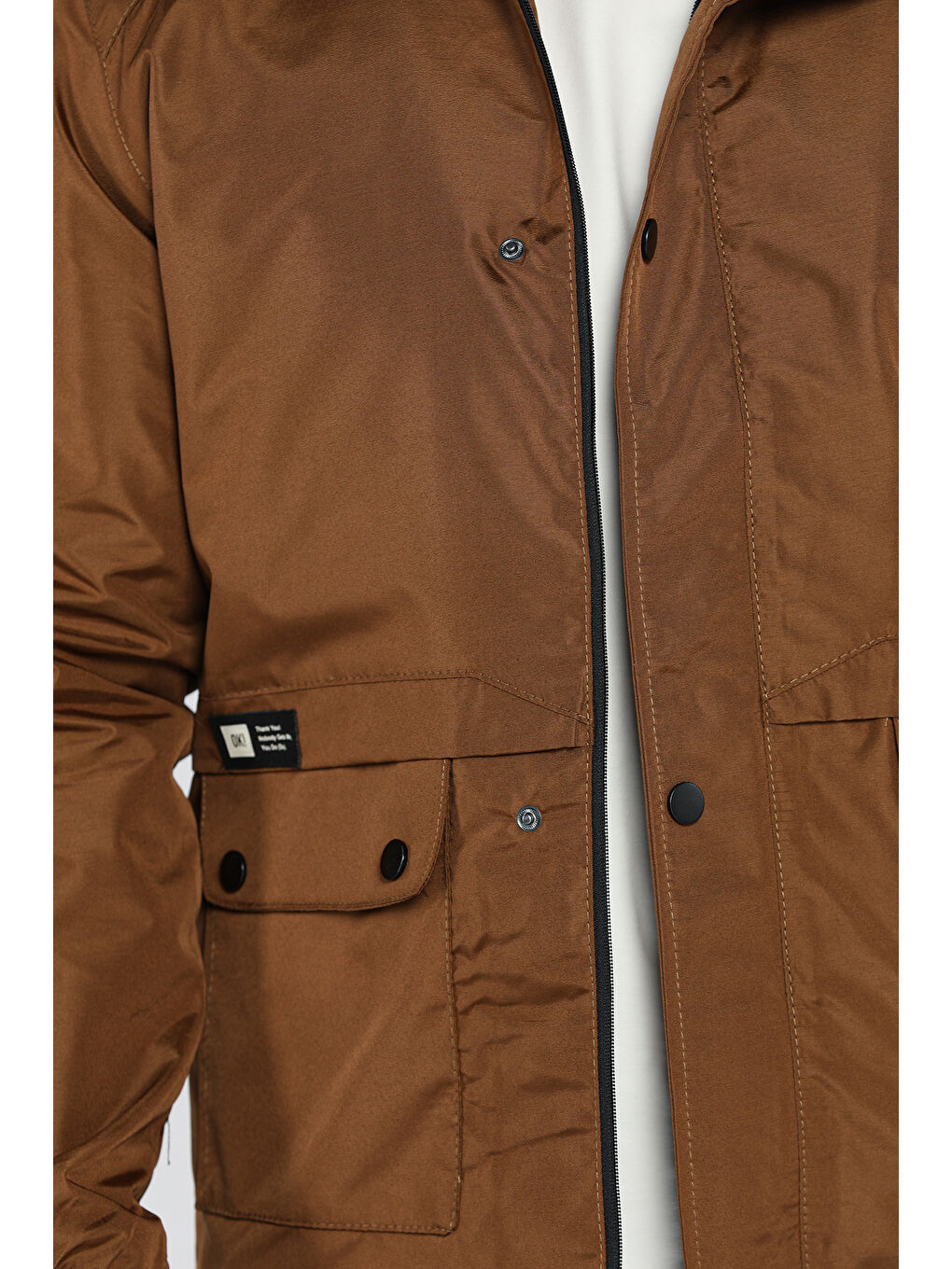Kahverengi Erkek Fermuarlı Ve Çıtçıtlı Çift Cepli Mevsimlik Mont-3