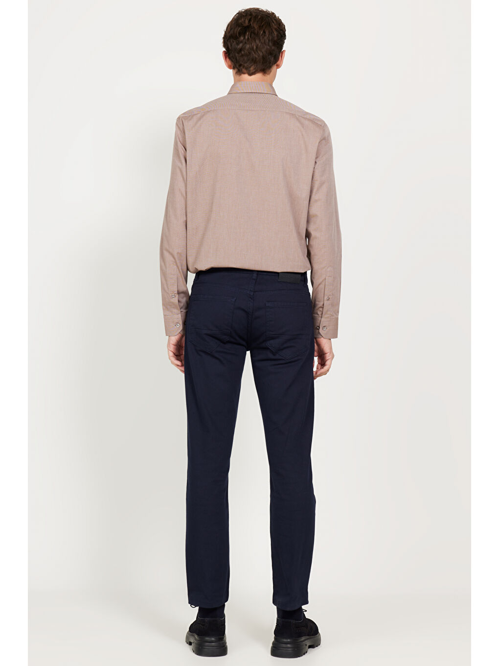 Erkek Lacivert Comfort Fit Rahat Kesim 5 Cep Armürlü Pamuklu Pantolon-4