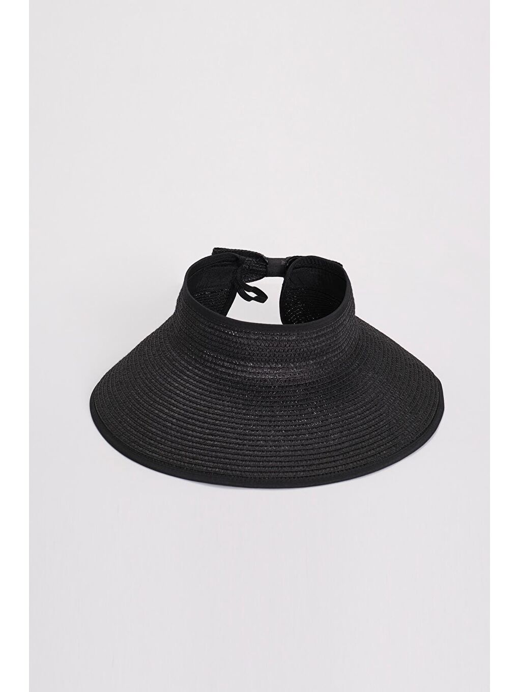 Fiyonk Detaylı Katlanabilir Siyah Vizör Plaj Şapkası 17