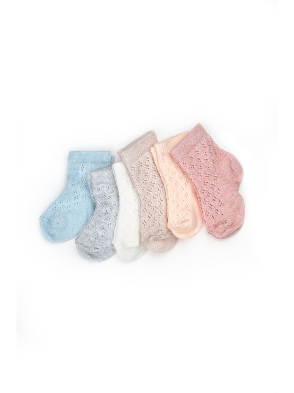 Karışık Bebek 6'lı Ajur Detaylı Çorap %100 Organik Pamuk, Bebek - Yenidoğan - CSYC1006-2