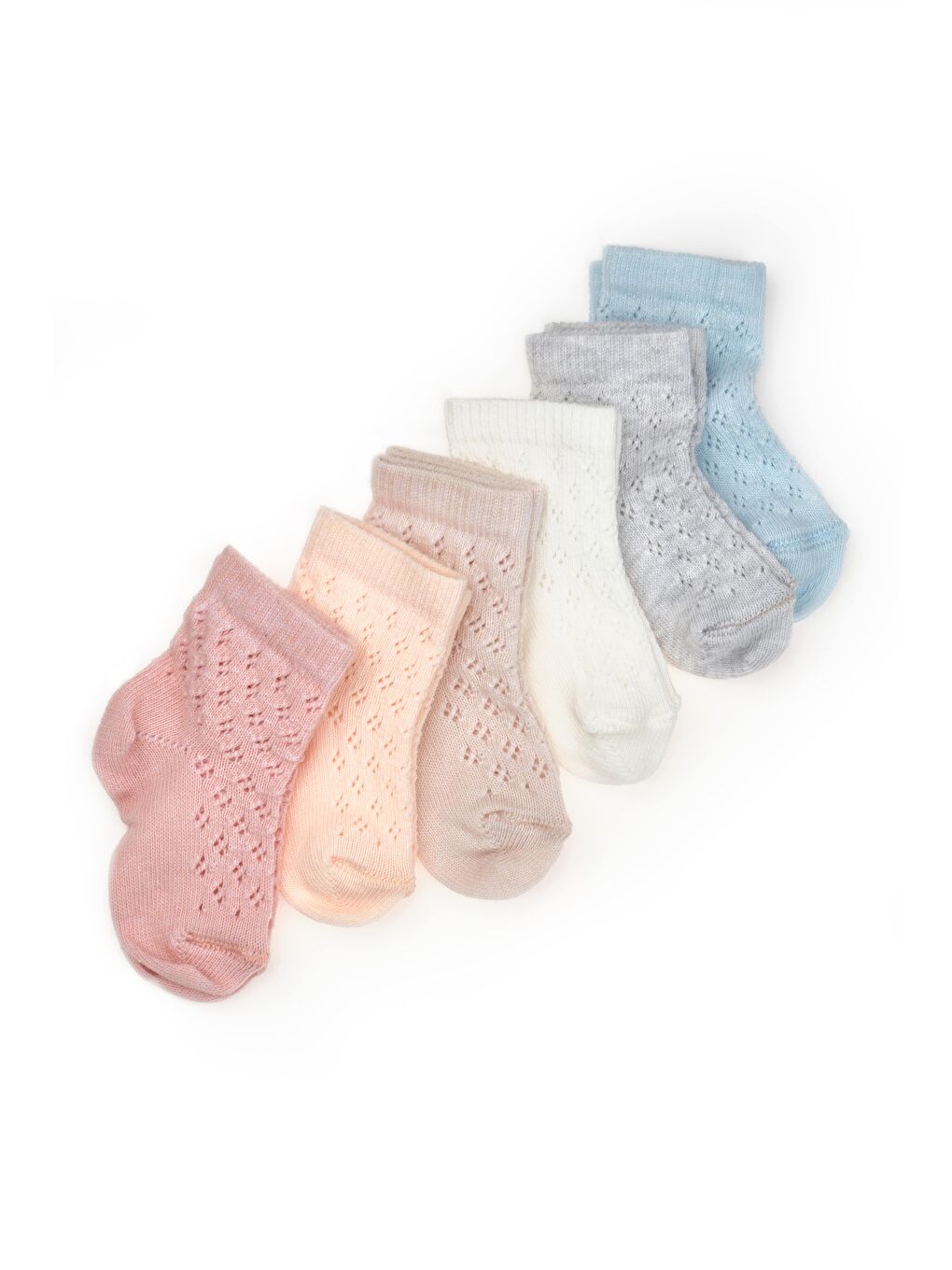 Karışık Bebek 6'lı Ajur Detaylı Çorap %100 Organik Pamuk, Bebek - Yenidoğan - CSYC1006-3