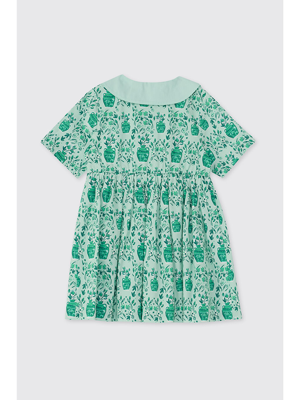 Yeşil Kız Bebek Desenli Mint Elbise-1