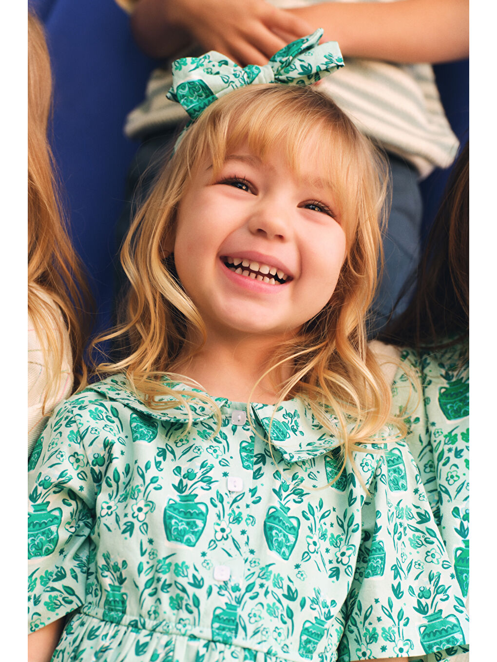 Yeşil Kız Bebek Desenli Mint Elbise-2