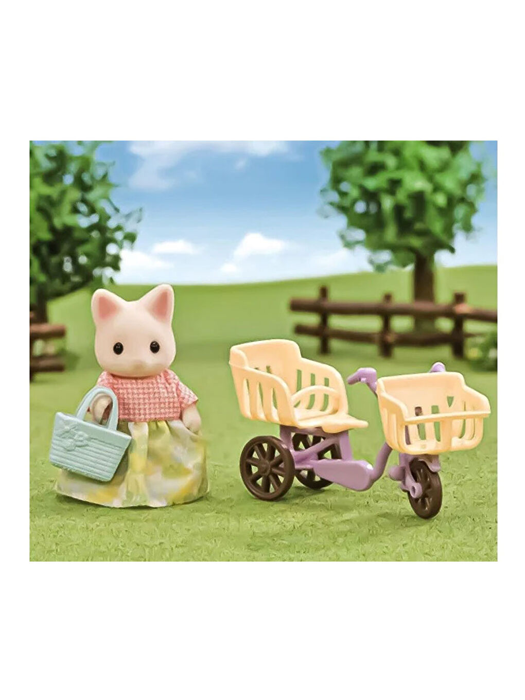 Çiçekli Kedi Anne ve Bisiklet 5680-1