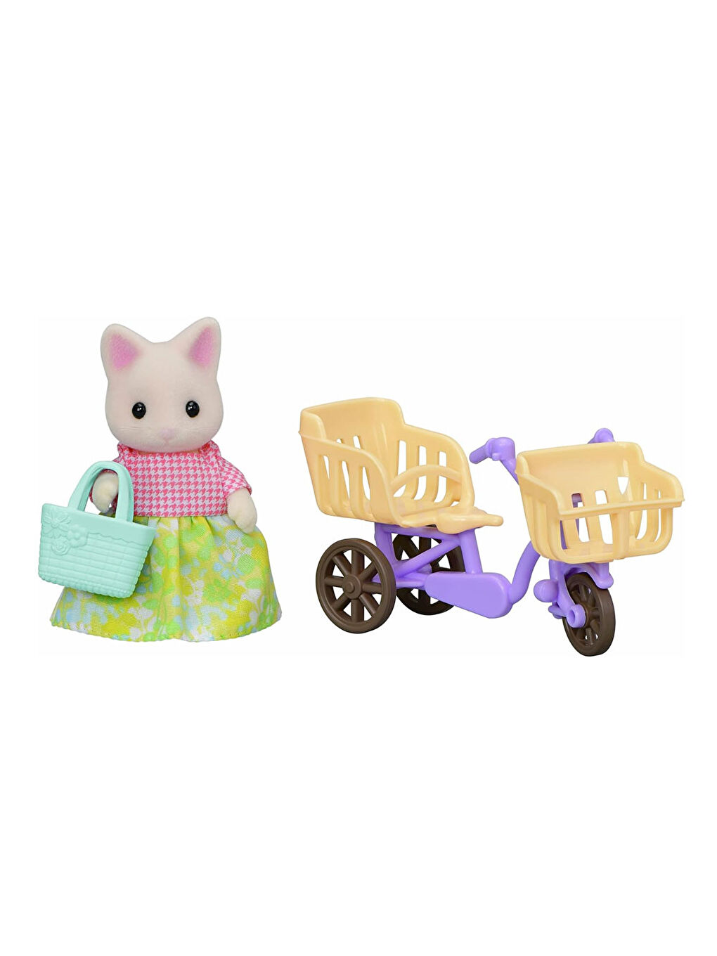 Çiçekli Kedi Anne ve Bisiklet 5680-2