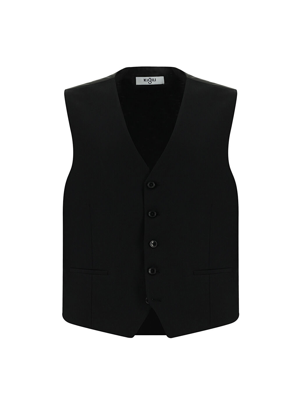 Siyah Slim Fit Dar Kesim Klasik Yelekli Takım Elbise-3