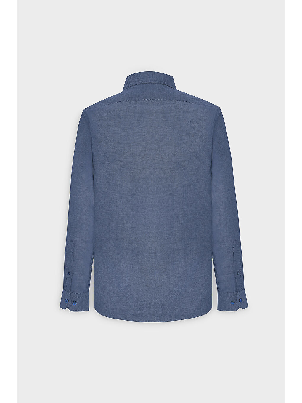 Erkek Lacivert Tailored Slim Fit Dar Kesim Düğmeli Yaka Oxford Gömlek-10