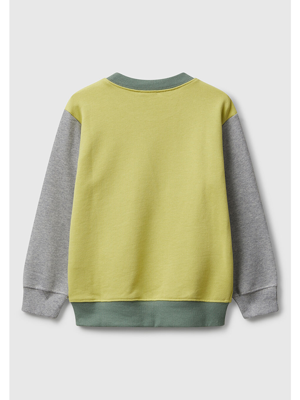 Erkek Çocuk Sarı-Gri Önü Logo Baskılı Bisiklet Yaka Sweatshirt-1