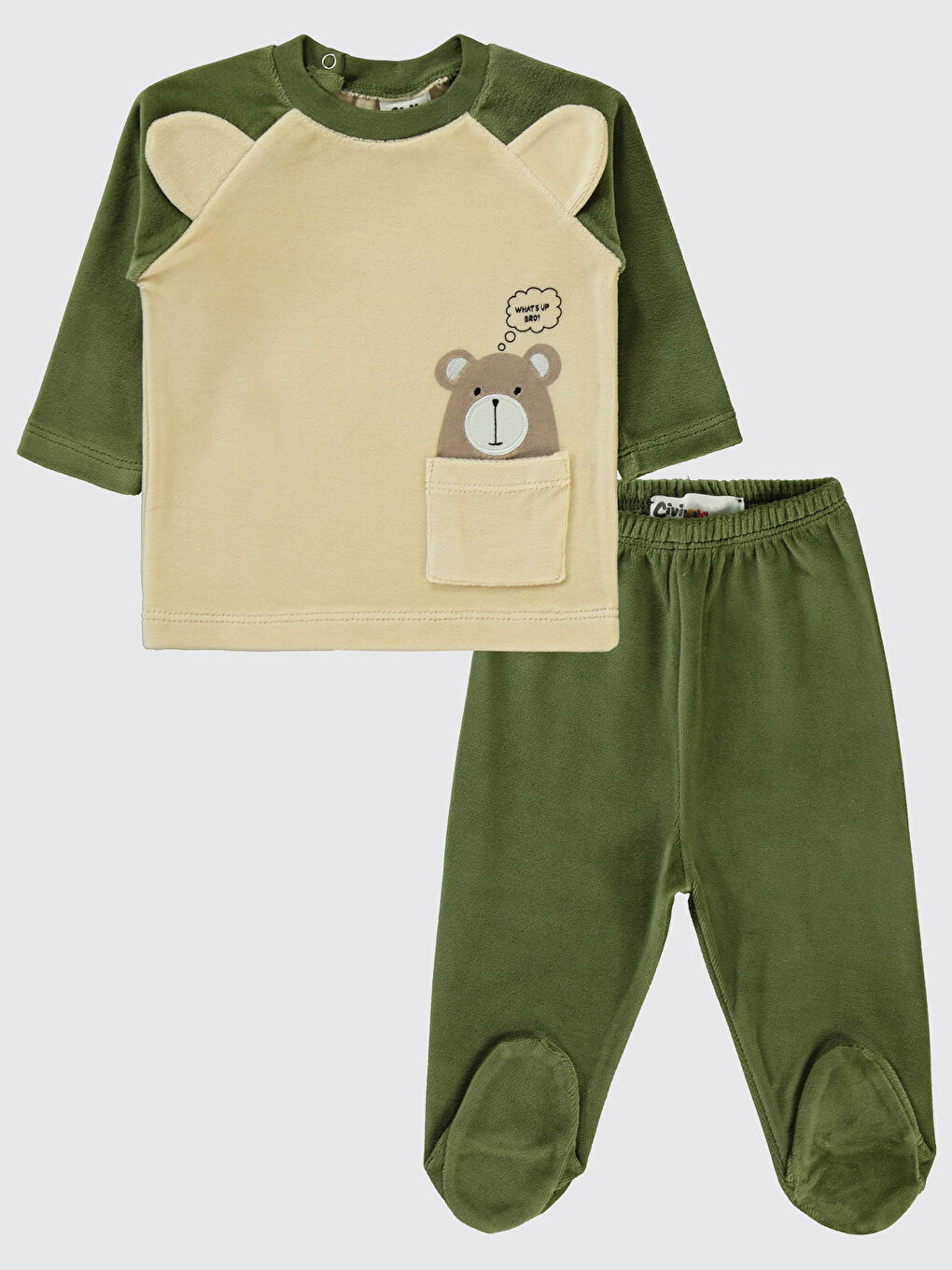 Baby Kız Bebek Pijama Takımı 1-6 Ay Haki