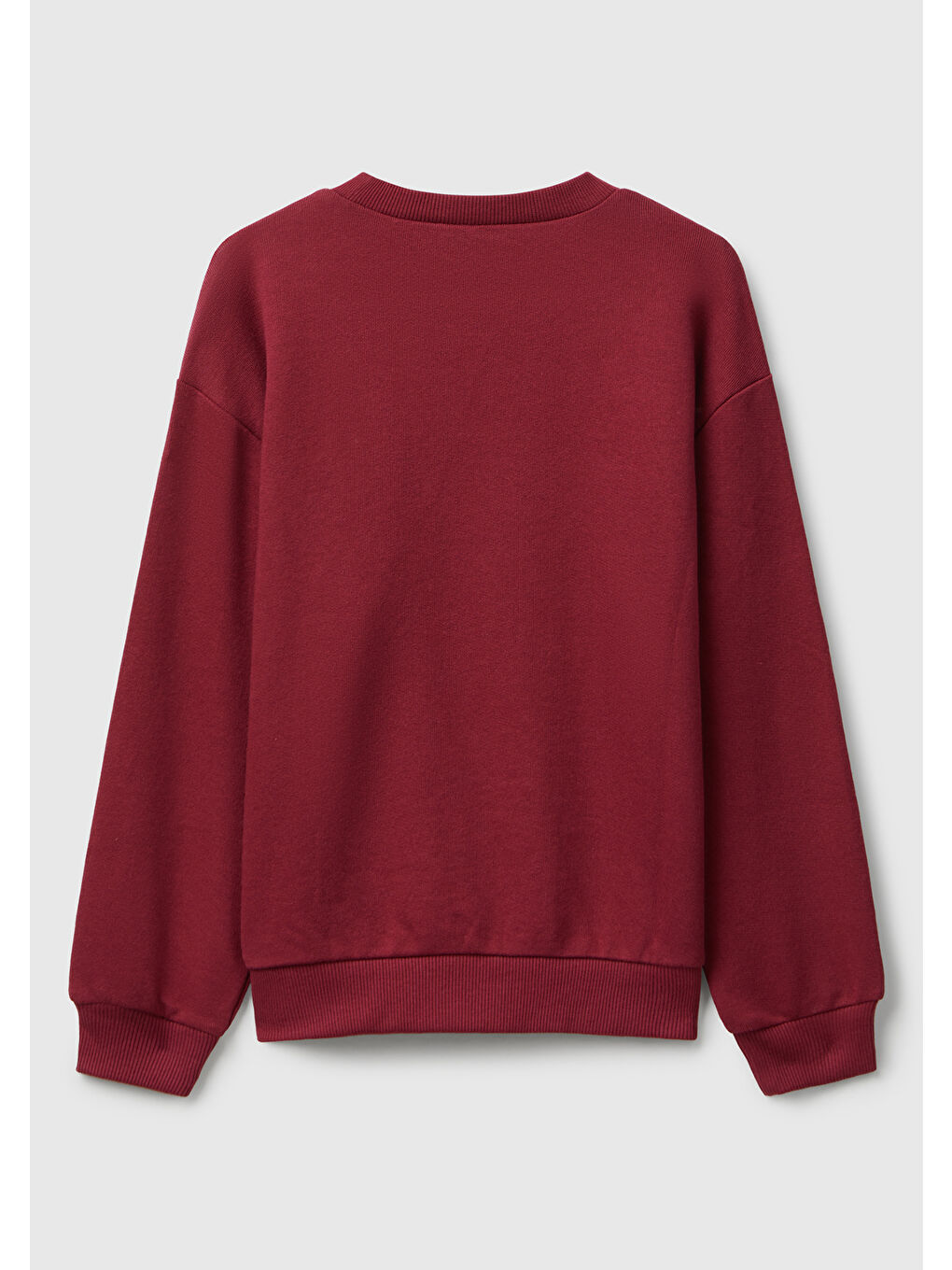 Kız Çocuk Bordo Parıltılı Logo Baskılı Ribanalı Bisiklet Yaka Sweatshirt-1