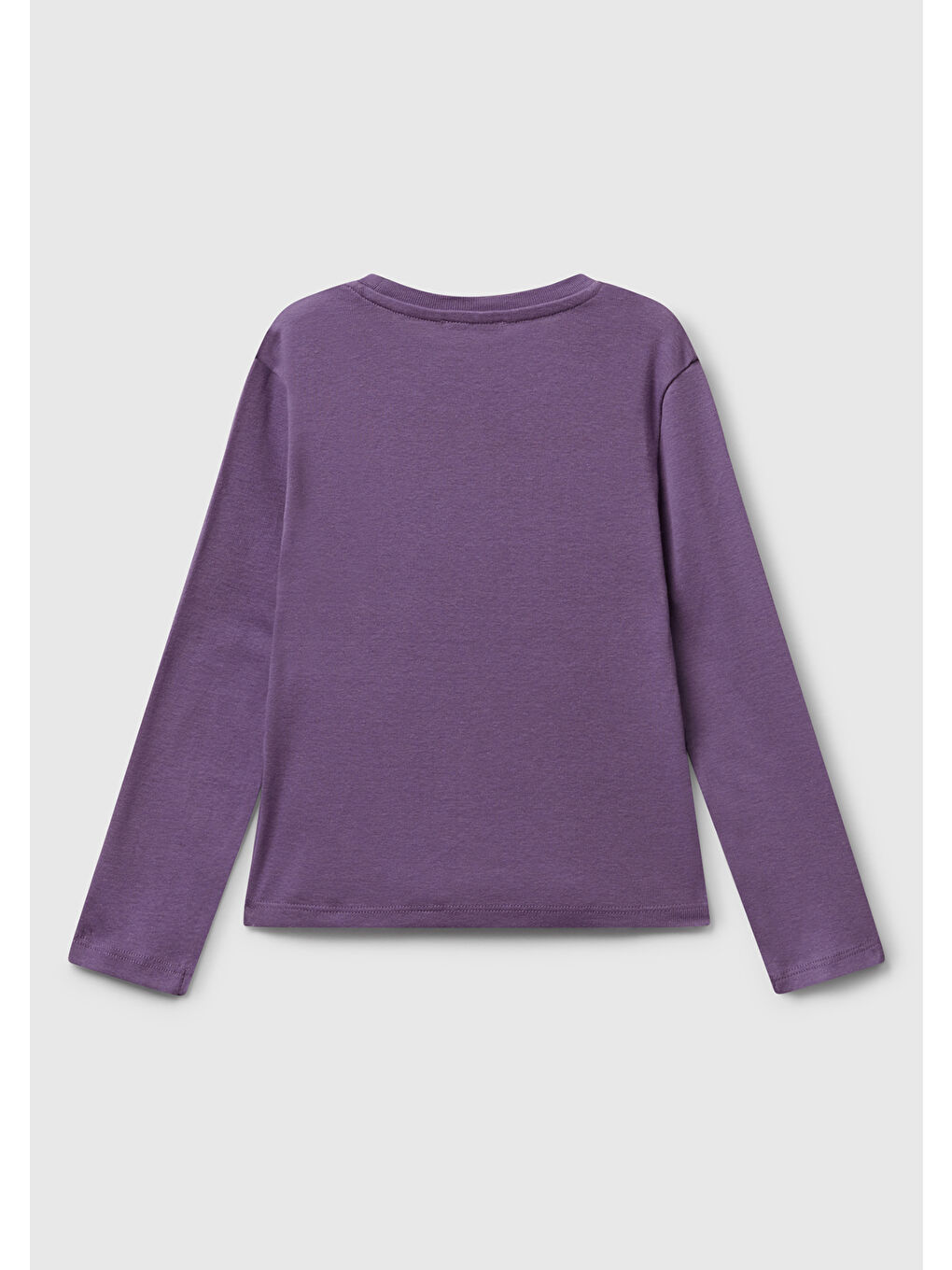 Kız Çocuk Mor Önü Parıltılı Logo Baskılı Slim Fit Uzun Kollu T-shirt-1