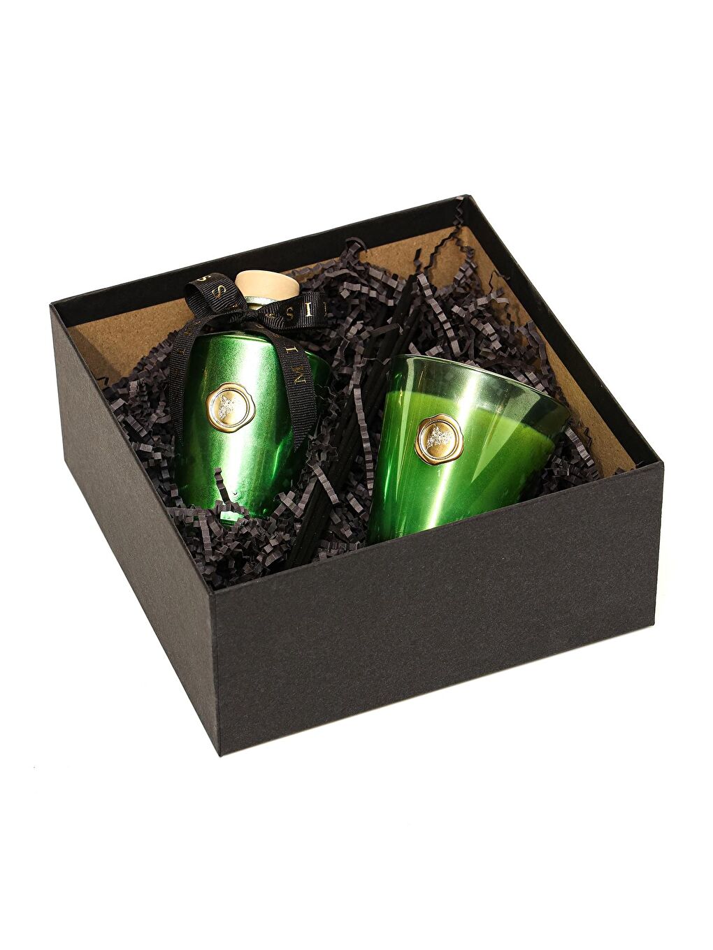 Yılbaşı 130 ml Yeşil Golden Glow Apple& Cinnamon Oda Kokusu Ve Vegan Mum Hediye Seti (Dekoratif Hedi-3