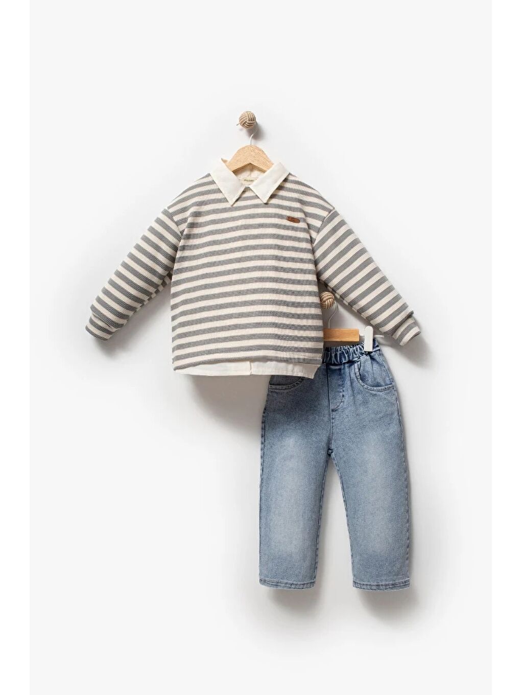 Gri Gömlek Sweat Pantolon Takımı 9071-3