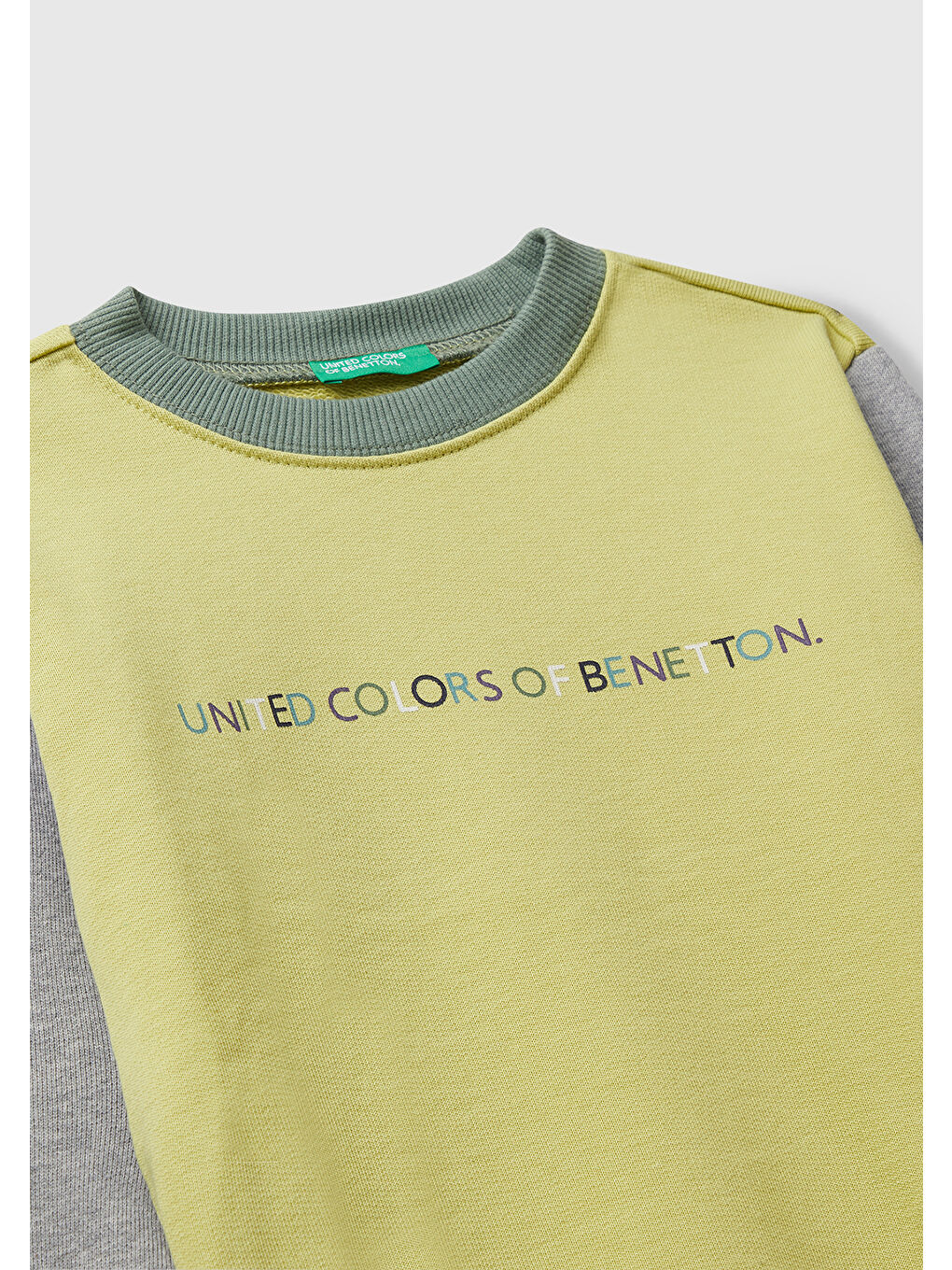 Erkek Çocuk Sarı-Gri Önü Logo Baskılı Bisiklet Yaka Sweatshirt-2