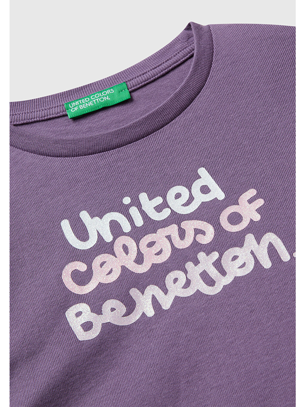 Kız Çocuk Mor Önü Parıltılı Logo Baskılı Slim Fit Uzun Kollu T-shirt-2