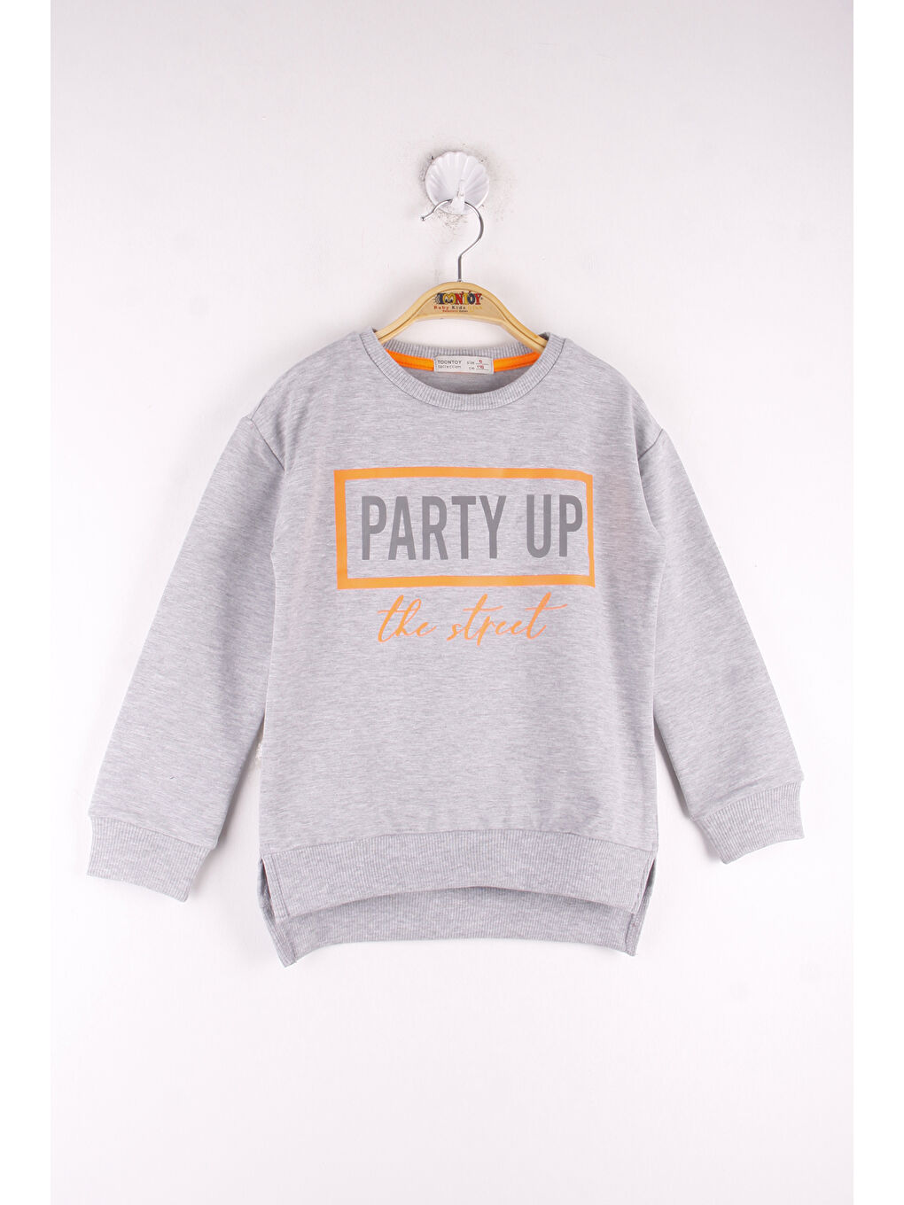 Gri Kız Çocuk Party Up Baskılı Sweatshirt