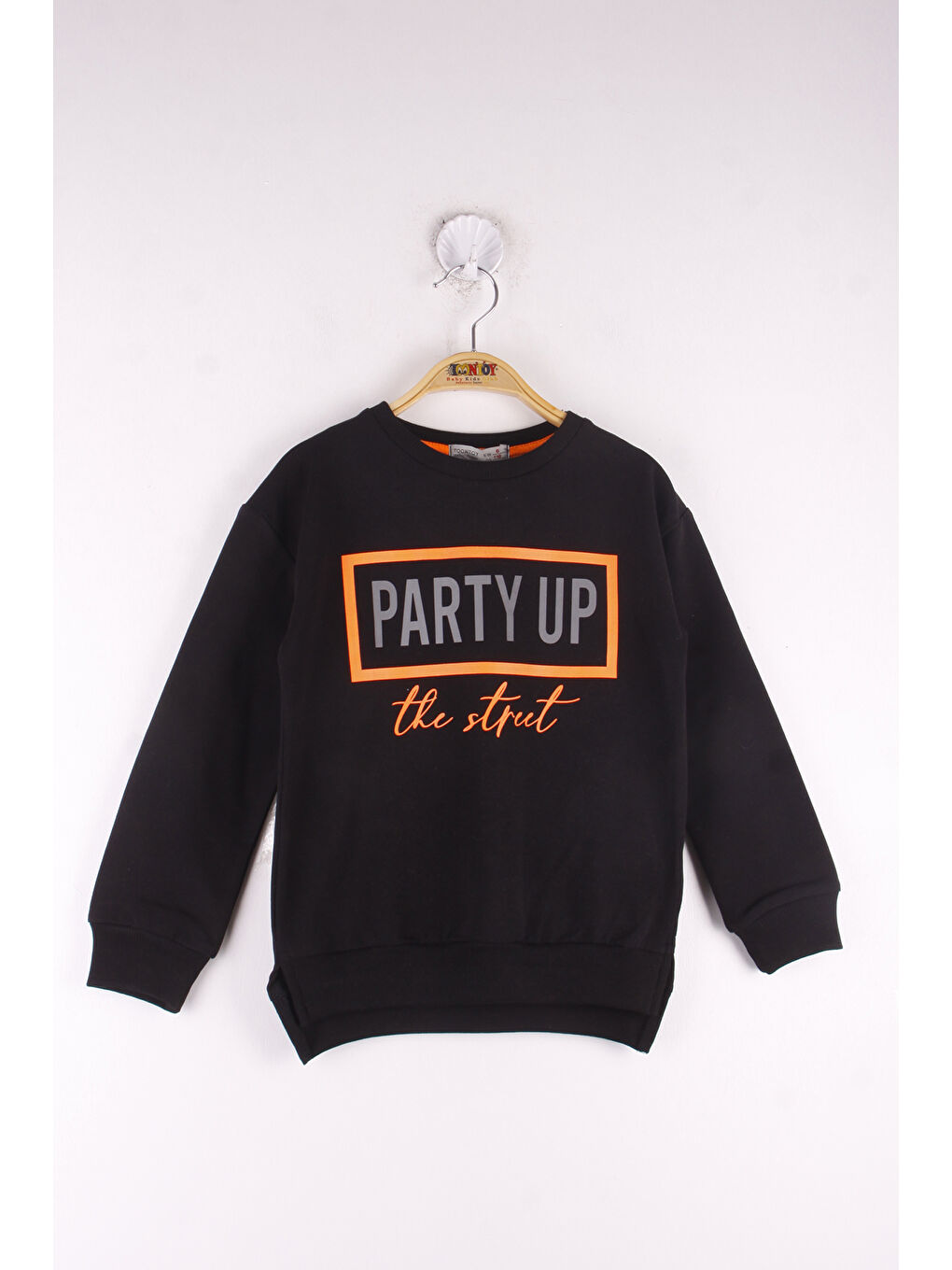 Siyah Kız Çocuk Party Up Baskılı Sweatshirt