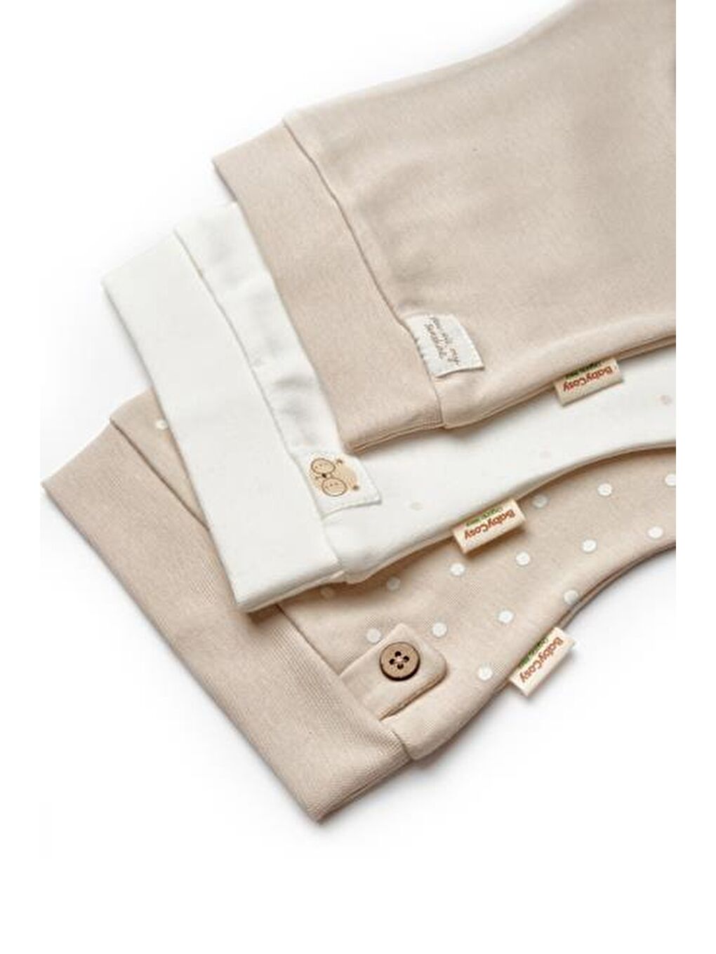 Ekru Bebek 3'lü Şapka %100 Organik Pamuk Yenidoğan Serisi - Csy8127-5