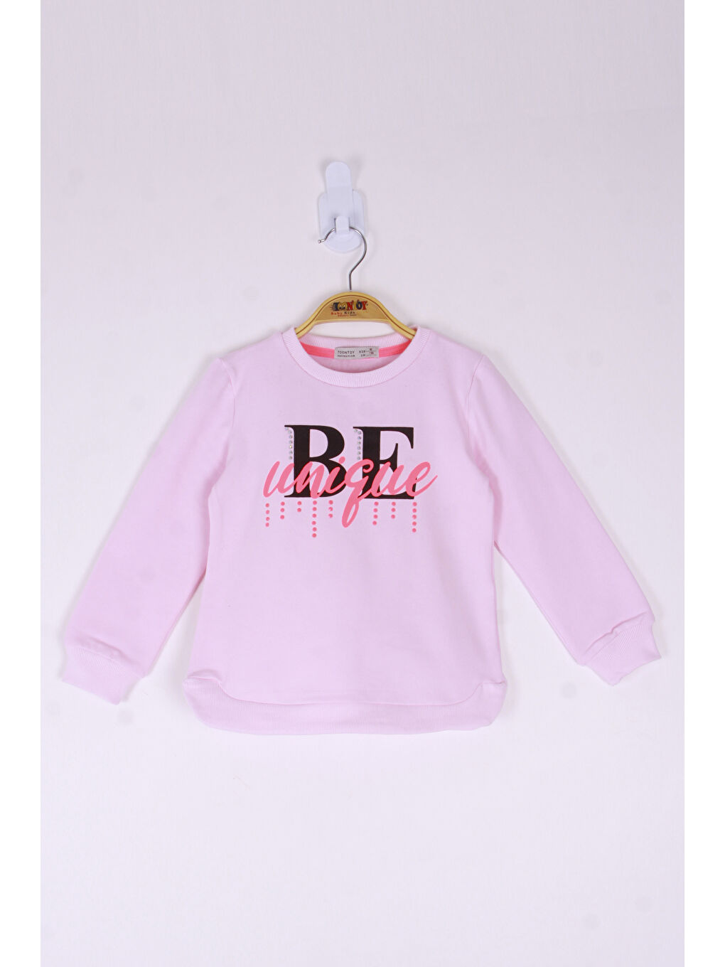 Pembe Kız Çocuk Be Baskılı Sweatshirt