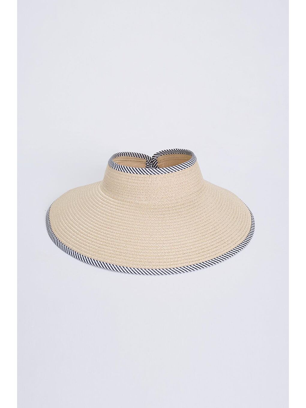 Fiyonk Detaylı Katlanabilir Bej Vizör Plaj Şapkası 17