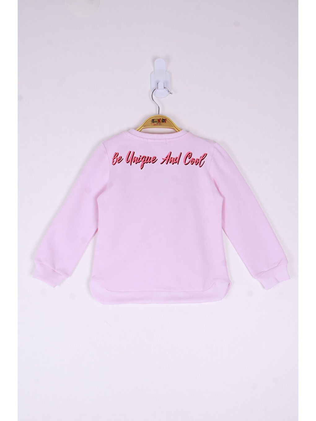 Pembe Kız Çocuk Be Baskılı Sweatshirt-1