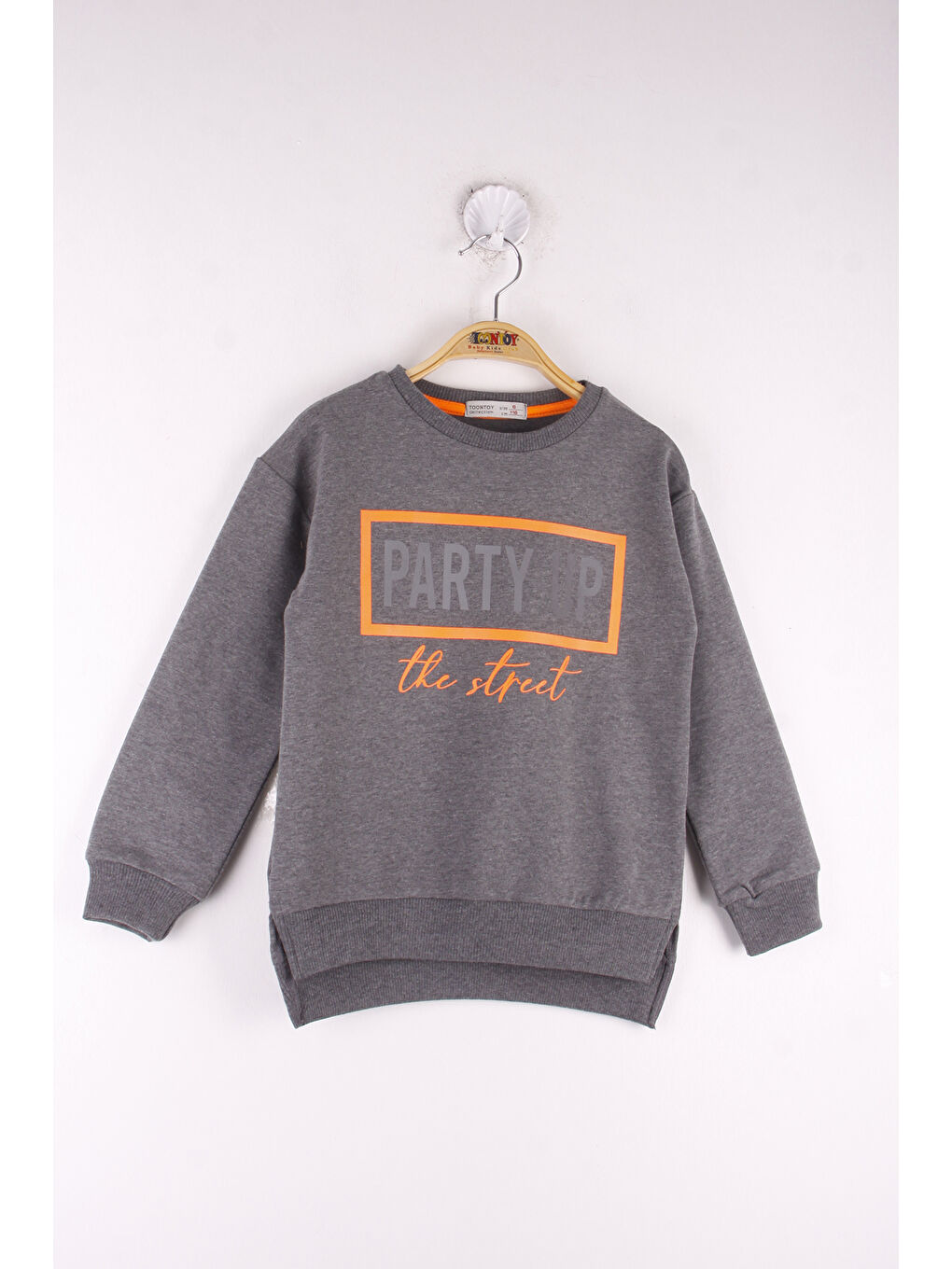 Antrasit Kız Çocuk Party Up Baskılı Sweatshirt