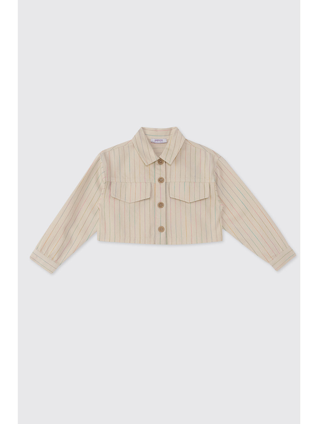 Kız Çocuk Çizgili Bej Ceket