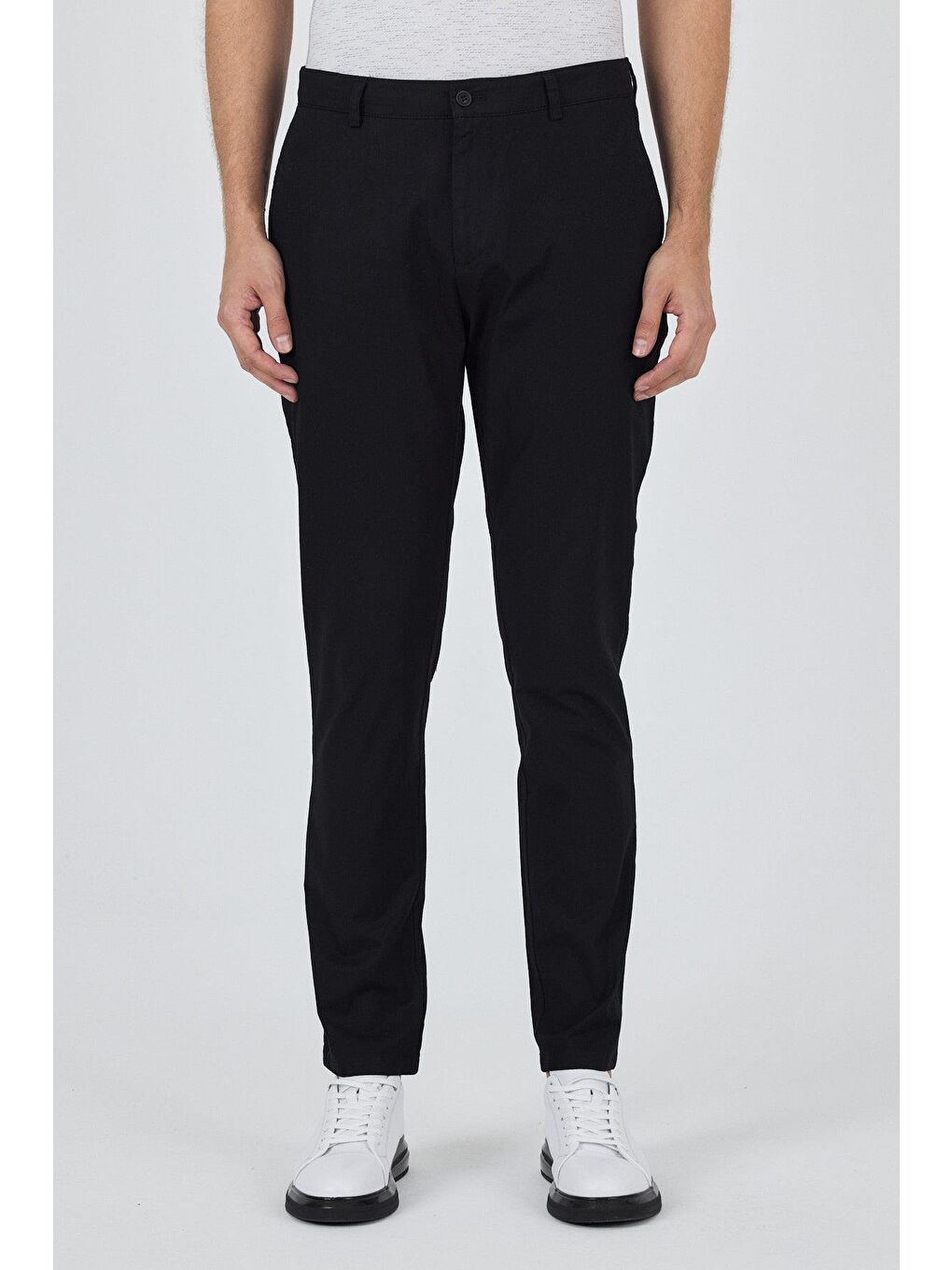 Siyah Armürlü Yan Cep Düz Paça Slim Fit Pamuklu Casual Chino Pantolon 1003250120