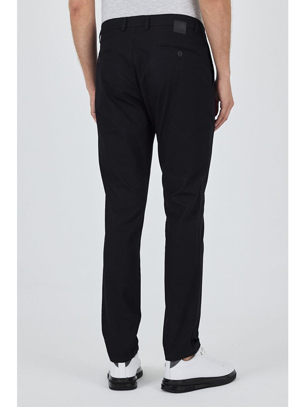 Siyah Armürlü Yan Cep Düz Paça Slim Fit Pamuklu Casual Chino Pantolon 1003250120-4