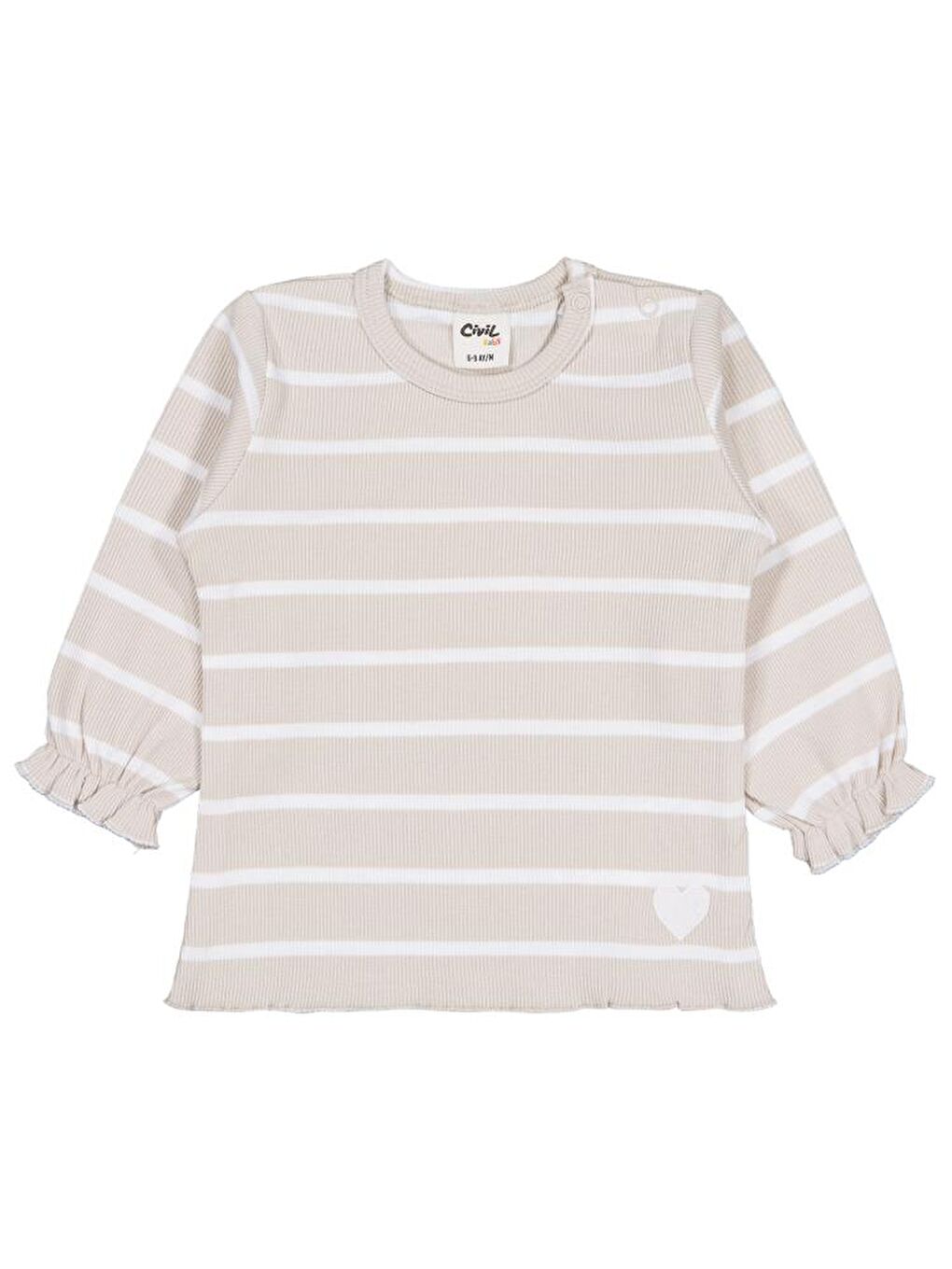 Bej Bebek Çizgili 6-18 Ay Sweatshirt