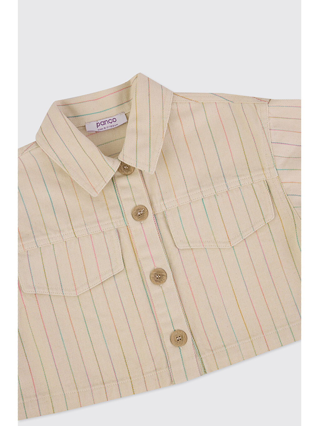 Kız Çocuk Çizgili Bej Ceket-2