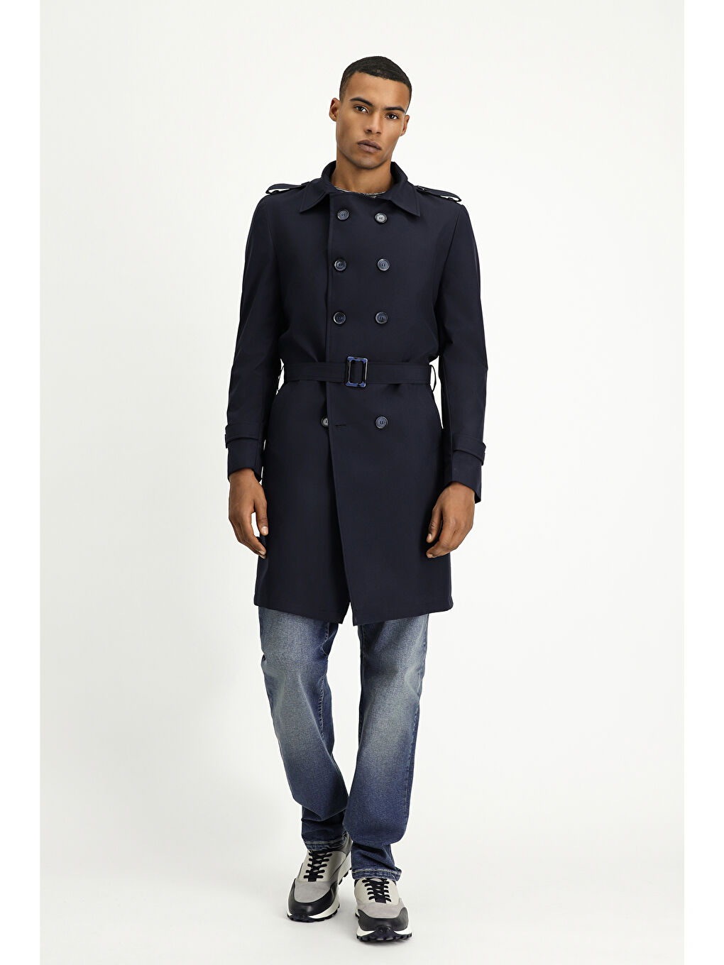 Lacivert Kruvaze Pardösü & Trençkot-3