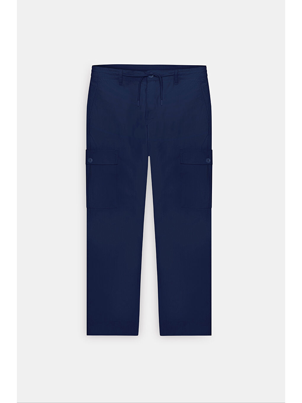 Erkek Lacivert Comfort Fit Rahat Kesim Pamuklu Esnek Yan Cepli Kargo Pantolon-6
