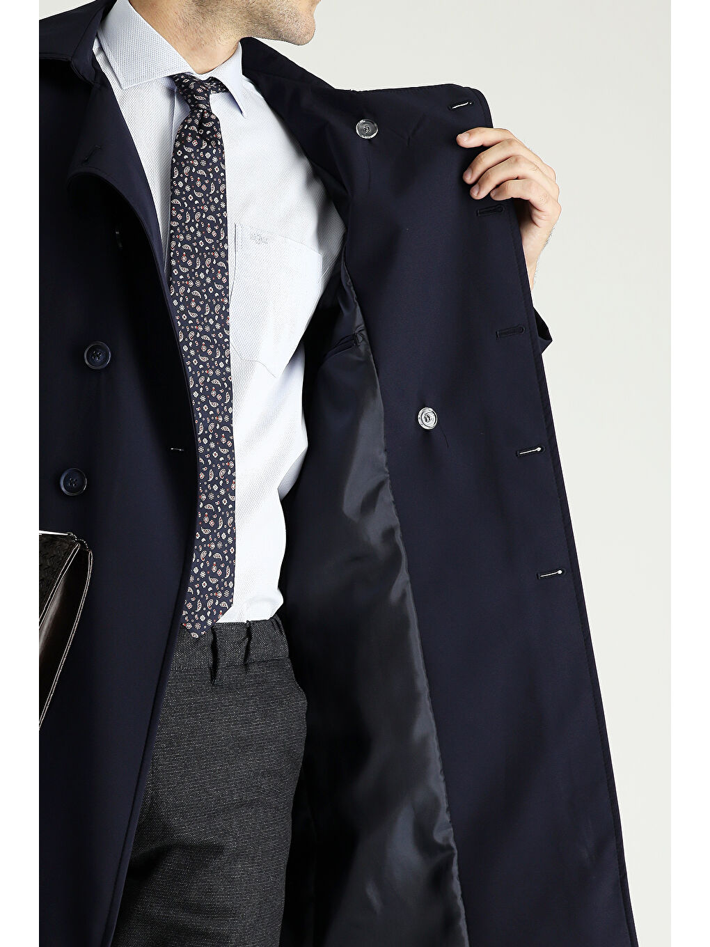 Lacivert Kruvaze Pardösü & Trençkot-6