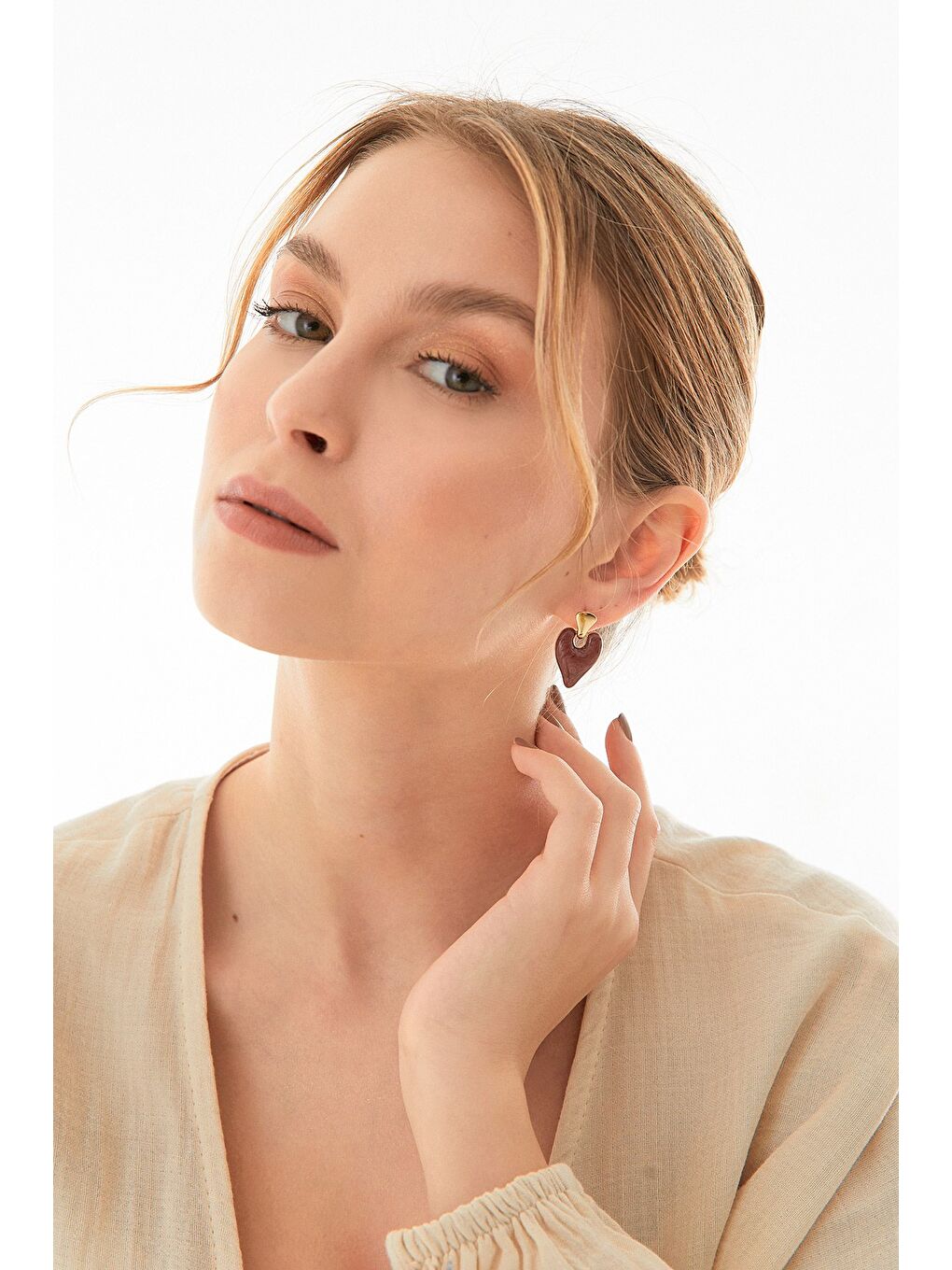 Bordo Sedefli Kalpli Küpe-3