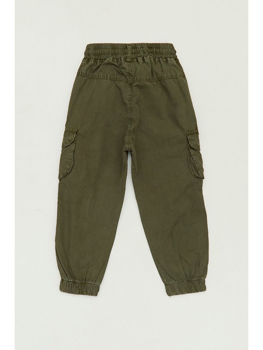 Haki %100 Pamuk Beli Lastikli Kargo Cepli Jogger Erkek Çocuk Pantolon-1