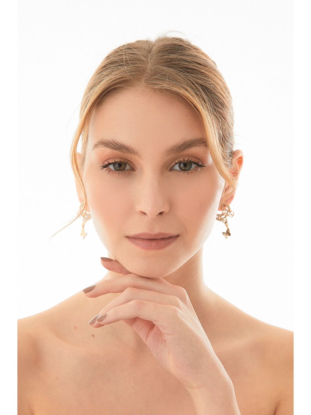 Fullamoda Sari Taşlı Kelebek Küpe - 4