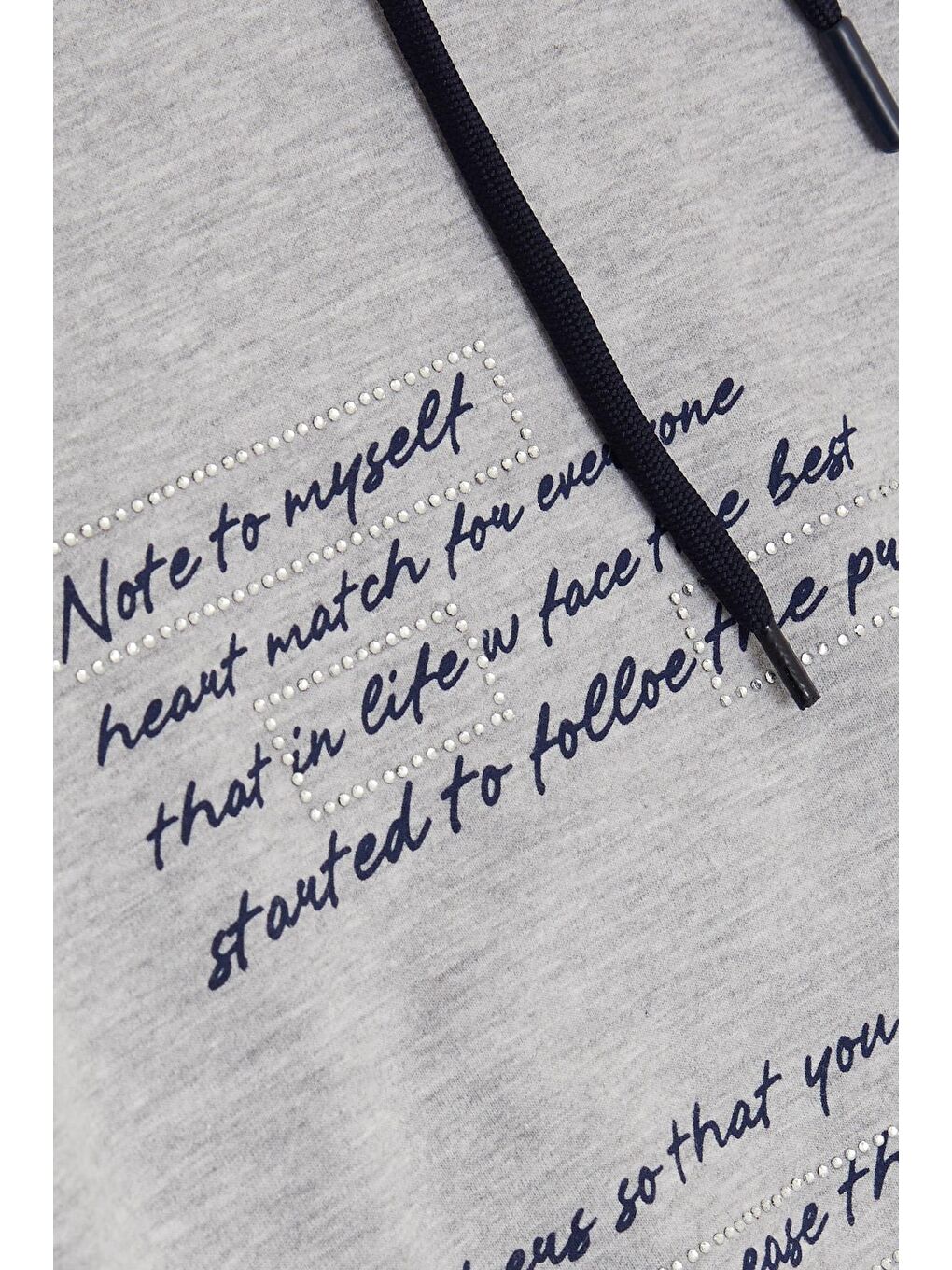 Kız Çocuk Eşofman Takım Taşlı Yazı Baskılı Kapüşonlu Gri Melanj (8-12 Yaş)-5