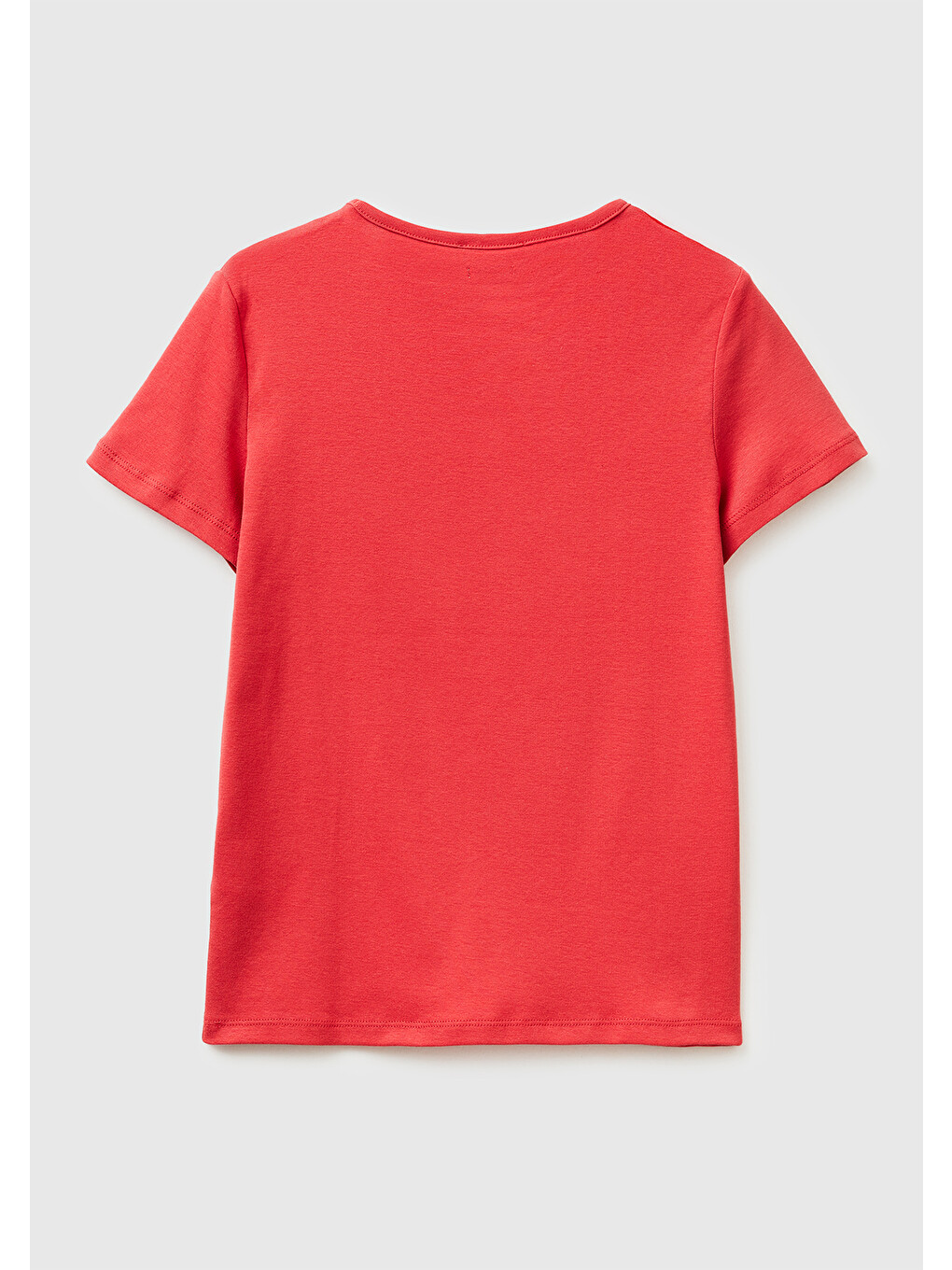 Kadın Kırmızı %100 Pamuk Bisiklet Yaka T-Shirt-1