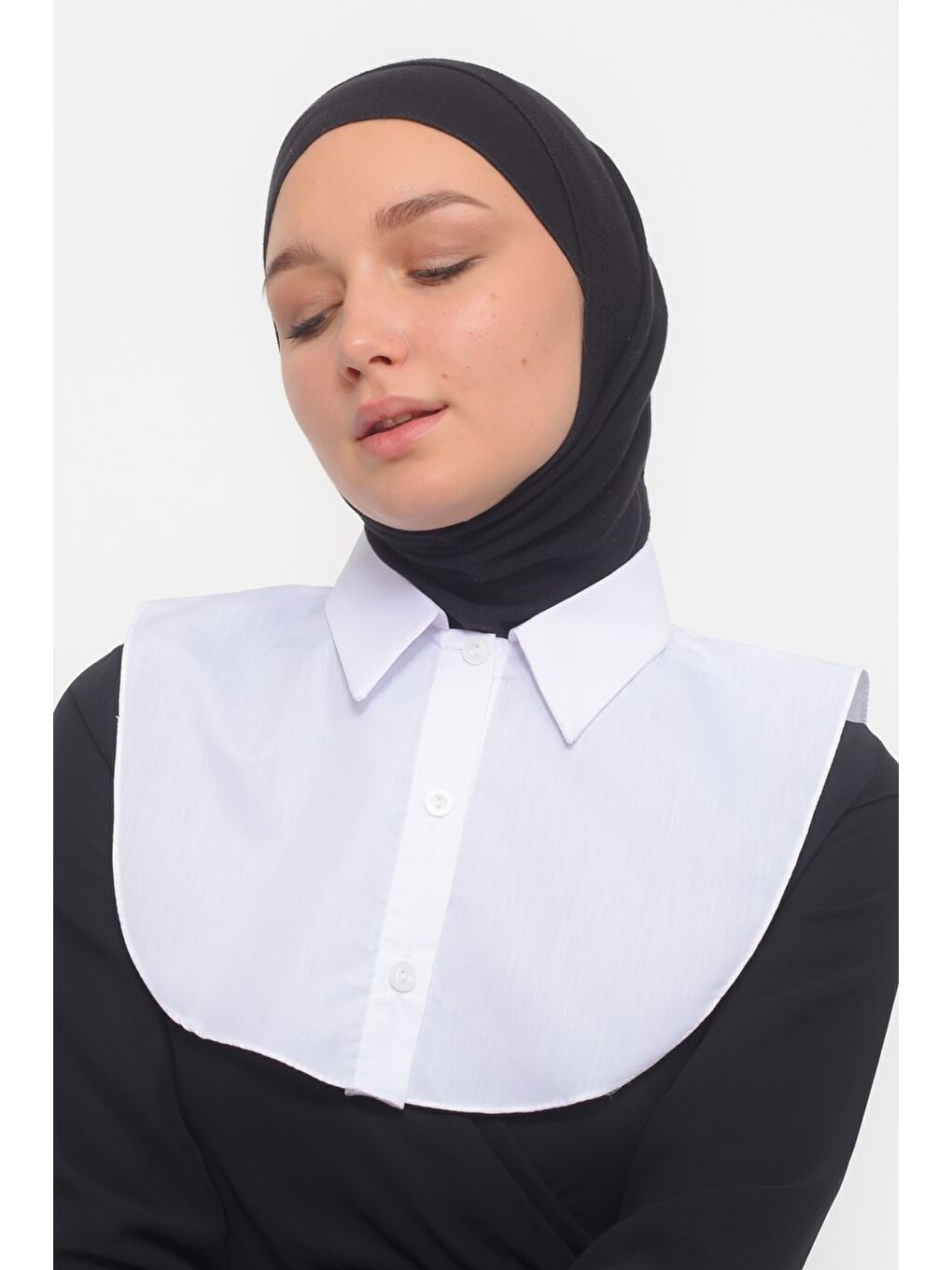 Beyaz Kadın Premium Fake Gömlek Yaka Kurtarıcı Boyunluk-1