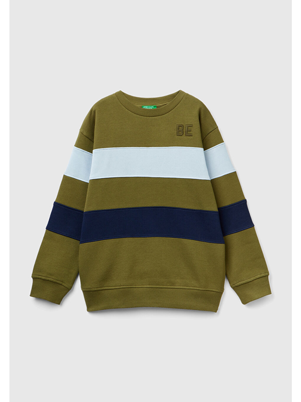 Erkek Çocuk Haki Yatay Şeritli Sweatshirt