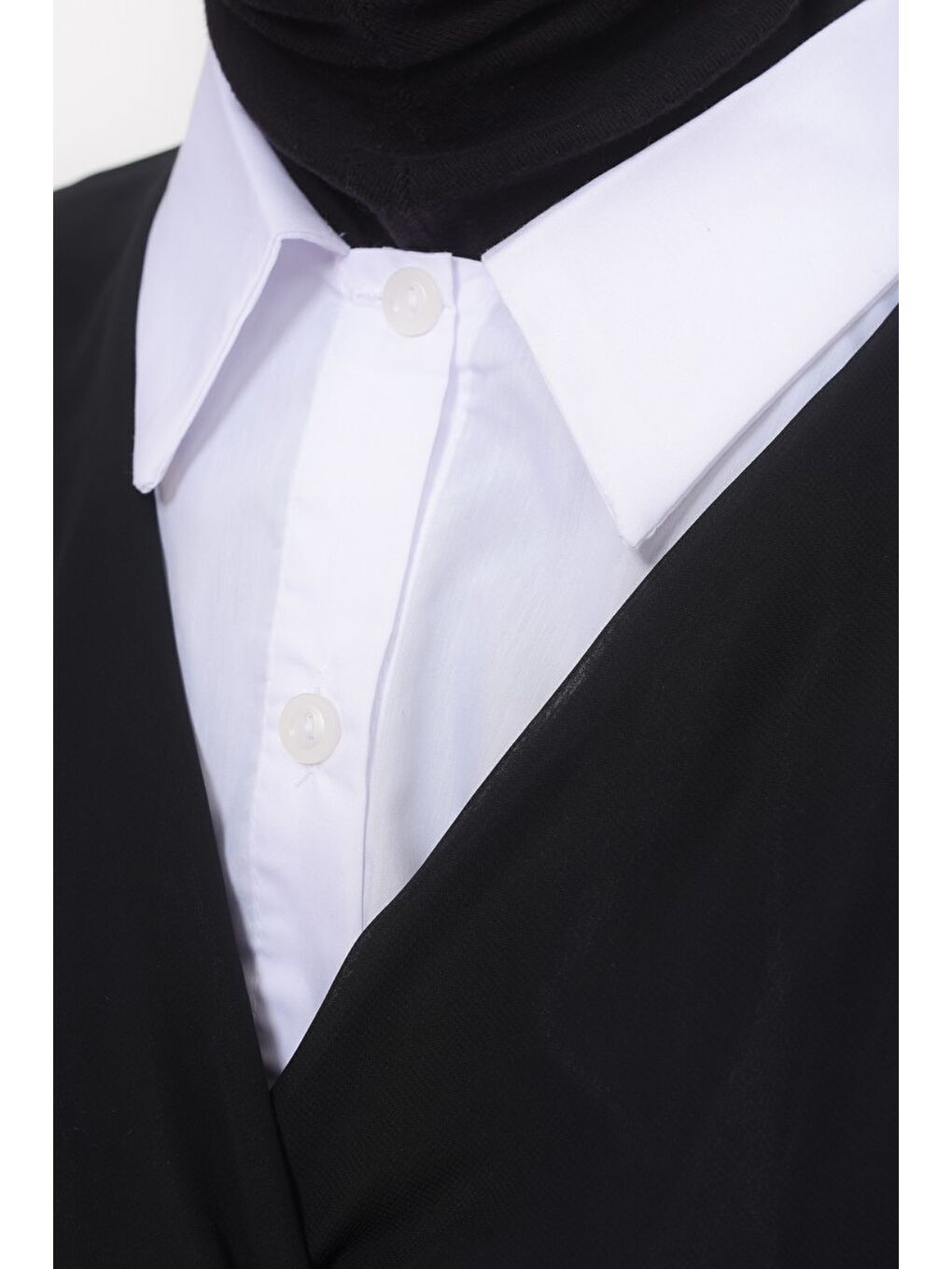 Beyaz Kadın Premium Fake Gömlek Yaka Kurtarıcı Boyunluk-3