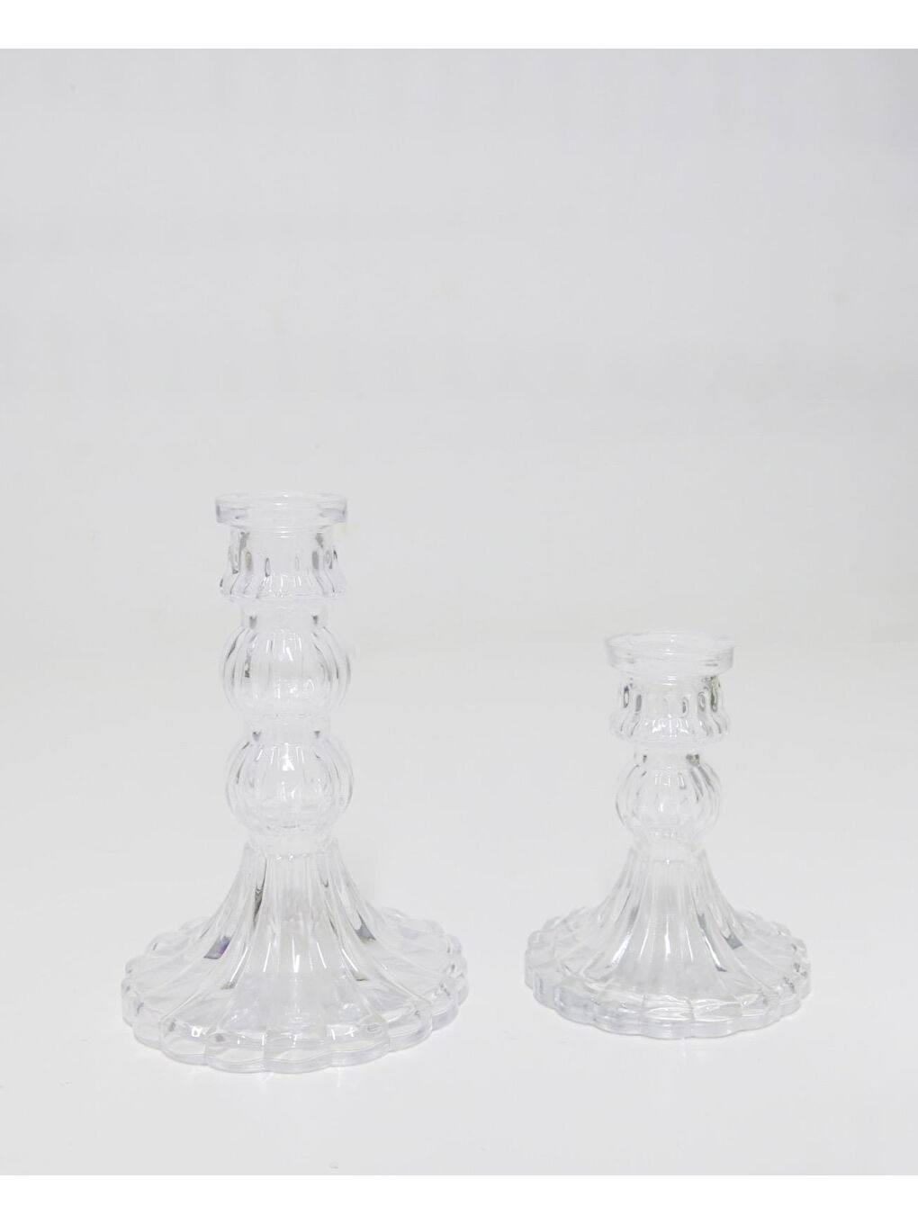 Mavi 2li Kristal Cam Şamdan Mumluk ve Mum Seti-MAVİ-8