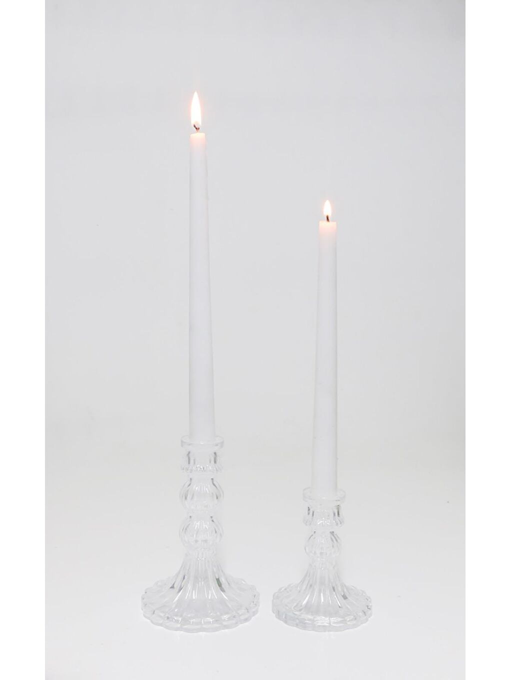 Mavi 2li Kristal Cam Şamdan Mumluk ve Mum Seti-MAVİ-9