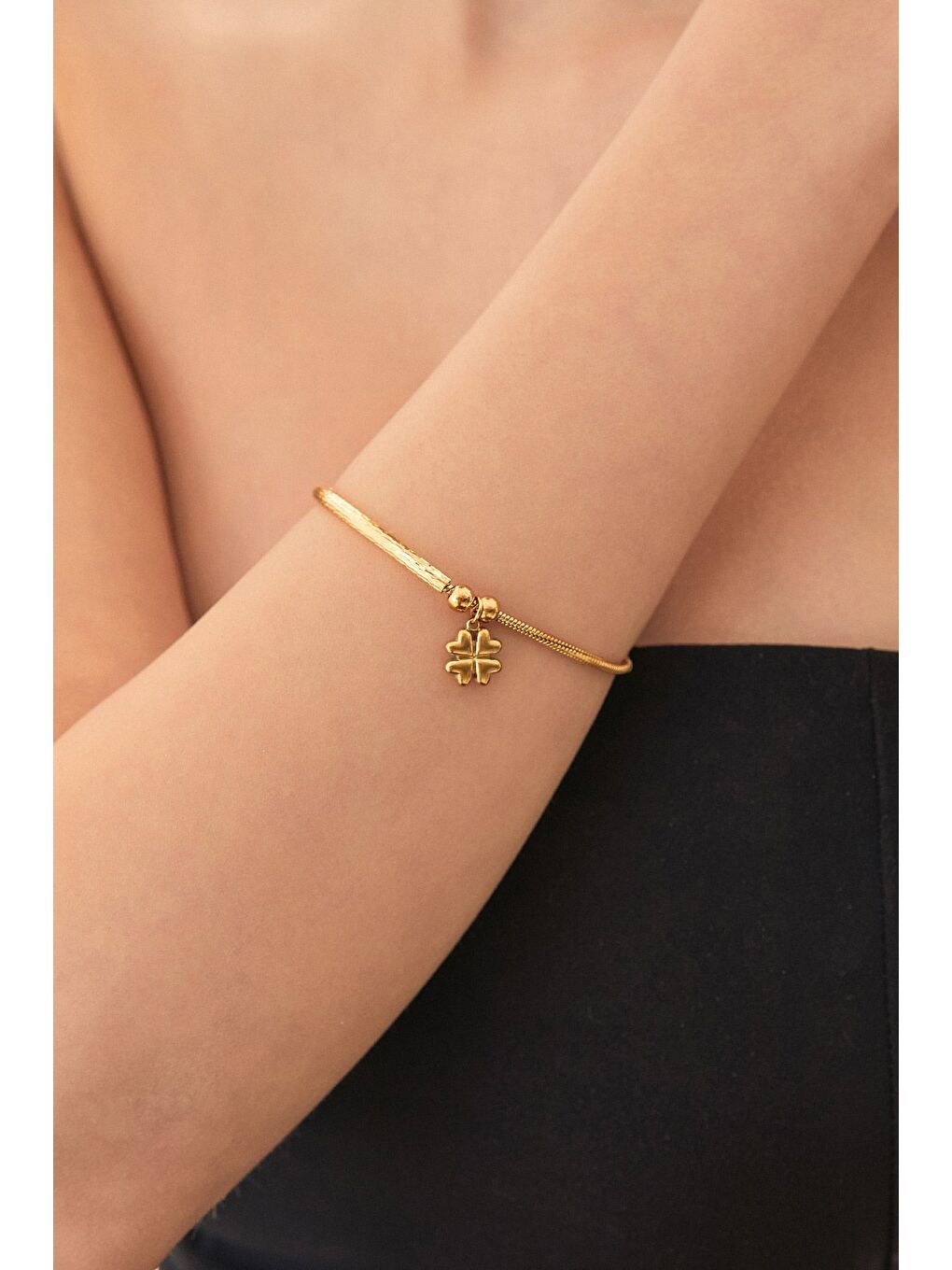 Sarı Yonca Uçlu Çelik Bileklik-1