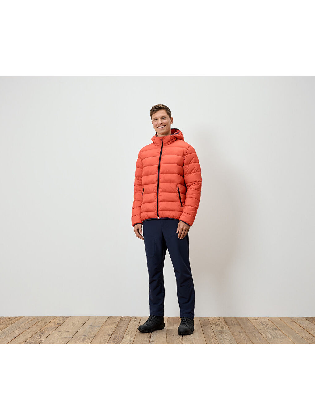 Erkek Kapitone Mont, Turuncu-XXL